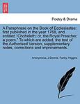 Cover of 'Ecclesiastes, Or The Preacher' by Unknown