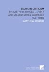 Cover of 'Essays' by Matthew Arnold