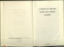 Cover of 'A Throw Of The Dice Will Never Abolish Chance' by Stéphane Mallarmé